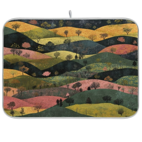 Kitchen Drying Mat 16x18In Drying Dish Mat Dish Drying Mats Kitchen Countertop Multi-Function Drain Drying Mat Kitchen Table Colored Hill