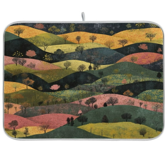 Kitchen Drying Mat 16x18In Drying Dish Mat Dish Drying Mats Kitchen Countertop Multi-Function Drain Drying Mat Kitchen Table Colored Hill