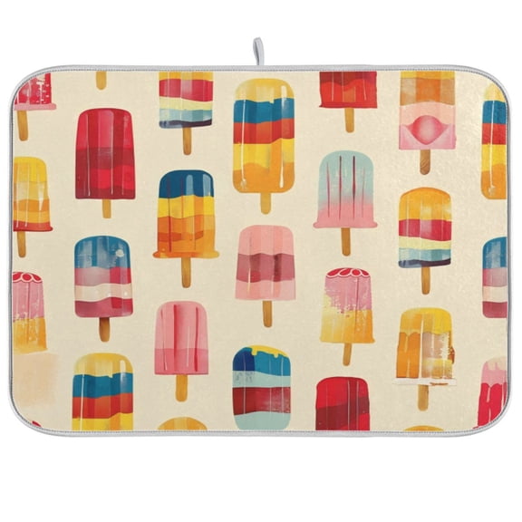 Kitchen Drying Mat 16x18In Drying Dish Mat Dish Drying Mats Kitchen Countertop Multi-Function Drain Drying Mat Kitchen Table Colored Popsicle