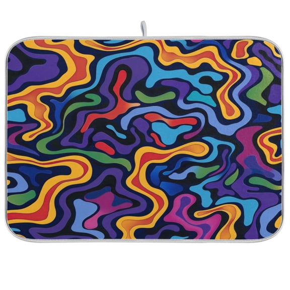 Kitchen Drying Mat 16x18In Drying Dish Mat Dish Drying Mats Kitchen Countertop Multi-Function Drain Drying Mat Kitchen Table Colored River