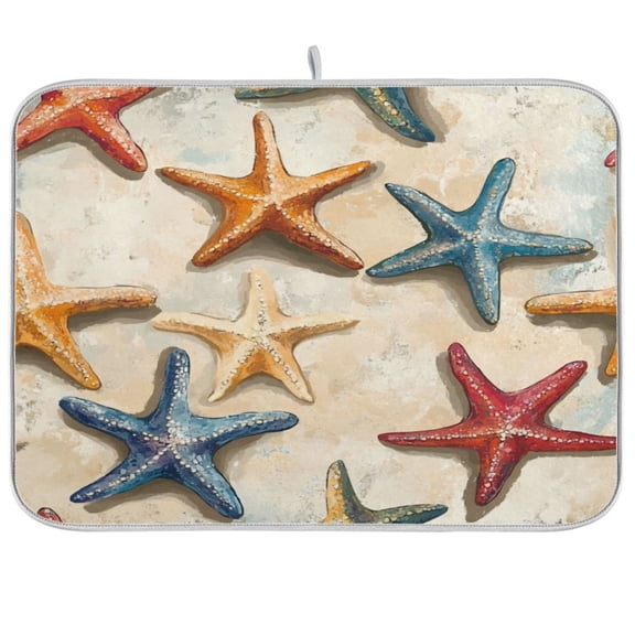 Kitchen Drying Mat 16x18In Drying Dish Mat Dish Drying Mats Kitchen Countertop Multi-Function Drain Drying Mat Kitchen Table Colored Starfish