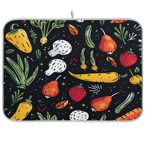 Kitchen Drying Mat 16x18In Drying Dish Mat Dish Drying Mats Kitchen Countertop Multi-Function Drain Drying Mat Kitchen Table Colored Vegetable