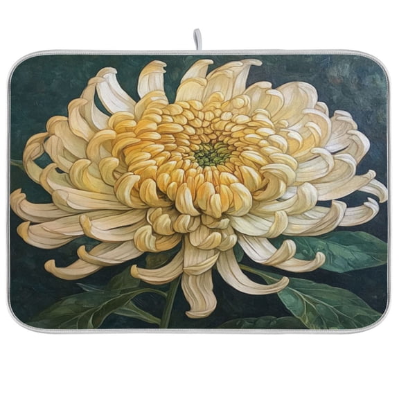 Kitchen Drying Mat 16x18In Drying Dish Mat Dish Drying Mats Kitchen Countertop Multi-Function Drain Drying Mat Kitchen Table Colorful Chrysanthemum