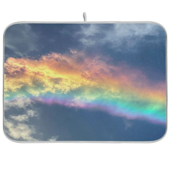 Kitchen Drying Mat 16x18In Drying Dish Mat Dish Drying Mats Kitchen Countertop Multi-Function Drain Drying Mat Kitchen Table Colorful Rainbow