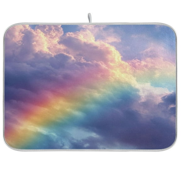 Kitchen Drying Mat 16x18In Drying Dish Mat Dish Drying Mats Kitchen Countertop Multi-Function Drain Drying Mat Kitchen Table Colorful Sky