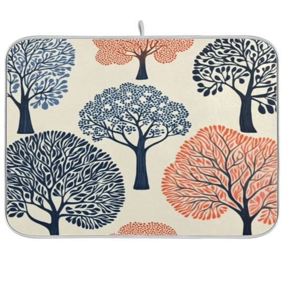 Kitchen Drying Mat 16x18In Drying Dish Mat Dish Drying Mats Kitchen Countertop Multi-Function Drain Drying Mat Kitchen Table Colorful Tree1