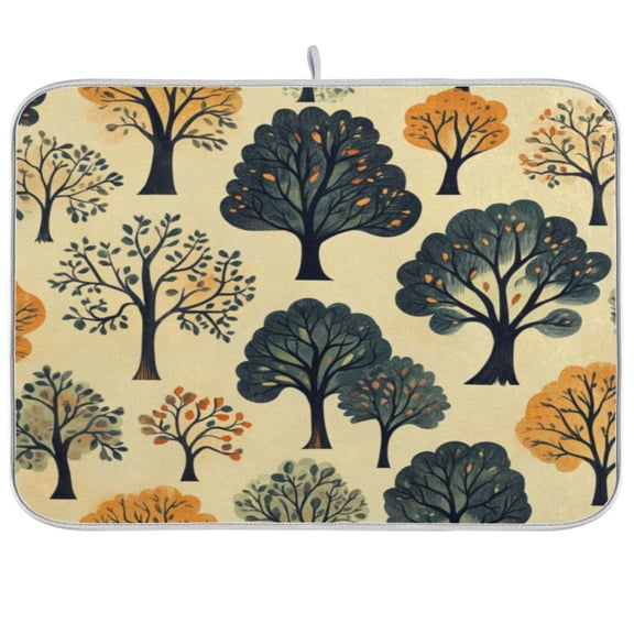 Kitchen Drying Mat 16x18In Drying Dish Mat Dish Drying Mats Kitchen Countertop Multi-Function Drain Drying Mat Kitchen Table Colorful Tree2