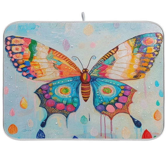 Kitchen Drying Mat 16x18In Drying Dish Mat Dish Drying Mats Kitchen Countertop Multi-Function Drain Drying Mat Kitchen Table Cool Butterfly
