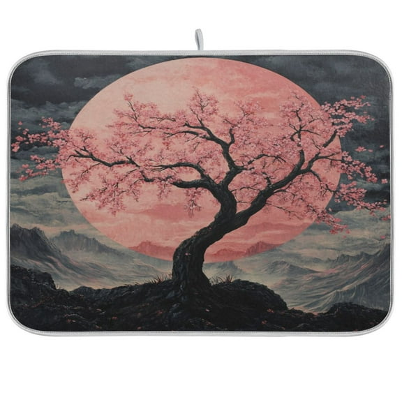 Kitchen Drying Mat 16x18In Drying Dish Mat Dish Drying Mats Kitchen Countertop Multi-Function Drain Drying Mat Kitchen Table Cool Cherry Trees
