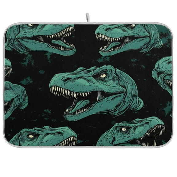 Kitchen Drying Mat 16x18In Drying Dish Mat Dish Drying Mats Kitchen Countertop Multi-Function Drain Drying Mat Kitchen Table Cool Dinosaur
