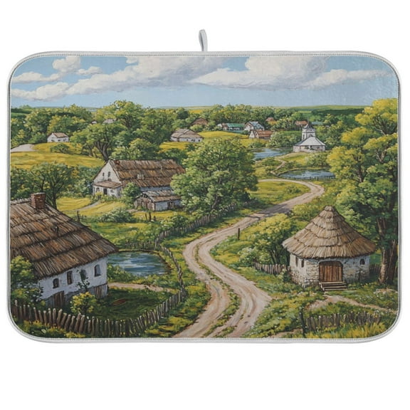 Kitchen Drying Mat 16x18In Drying Dish Mat Dish Drying Mats Kitchen Countertop Multi-Function Drain Drying Mat Kitchen Table Countryside
