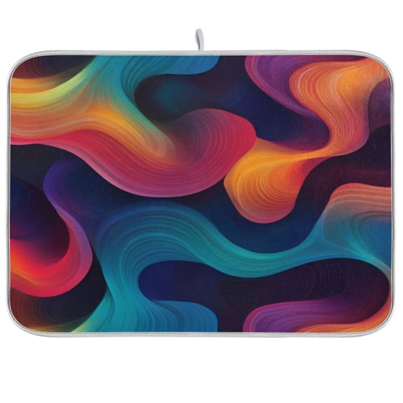 Kitchen Drying Mat 16x18In Drying Dish Mat Dish Drying Mats Kitchen Countertop Multi-Function Drain Drying Mat Kitchen Table Curved Line