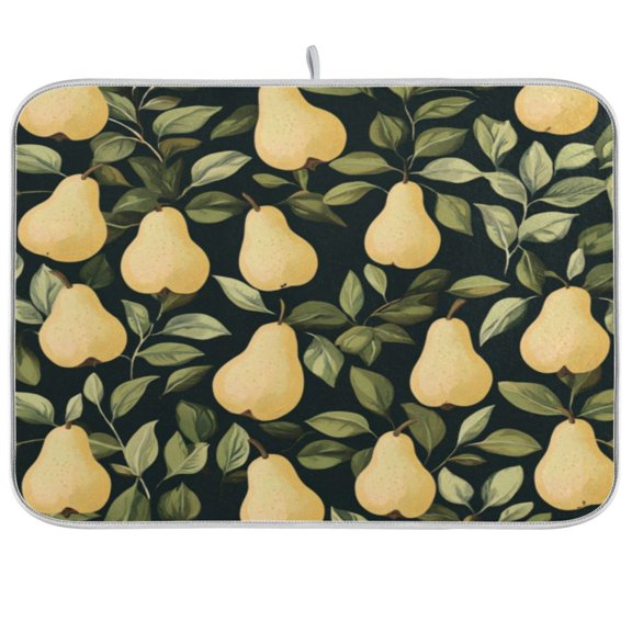 Kitchen Drying Mat 16x18In Drying Dish Mat Dish Drying Mats Kitchen Countertop Multi-Function Drain Drying Mat Kitchen Table Cute Cartoon Pear