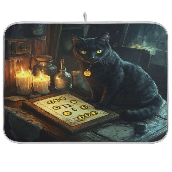 Kitchen Drying Mat 16x18In Drying Dish Mat Dish Drying Mats Kitchen Countertop Multi-Function Drain Drying Mat Kitchen Table Dark Cat