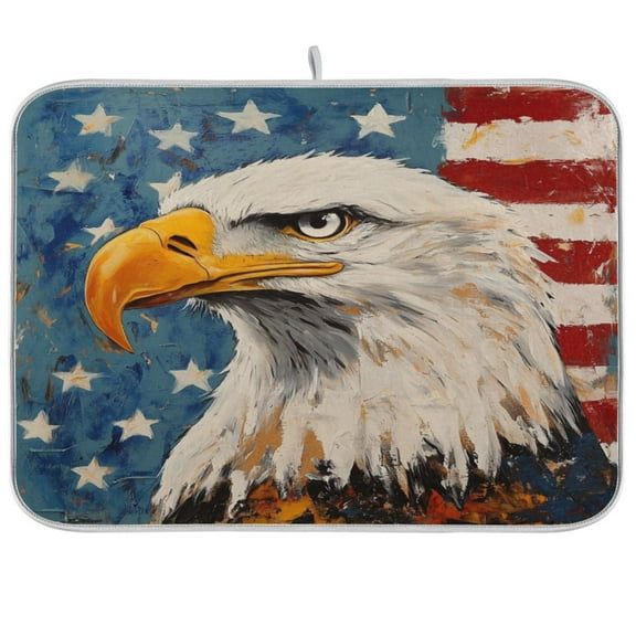 Kitchen Drying Mat 16x18In Drying Dish Mat Dish Drying Mats Kitchen Countertop Multi-Function Drain Drying Mat Kitchen Table Eagle Pattern