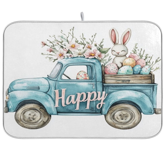 Kitchen Drying Mat 16x18In Drying Dish Mat Dish Drying Mats Kitchen Countertop Multi-Function Drain Drying Mat Kitchen Table Easter Bunny