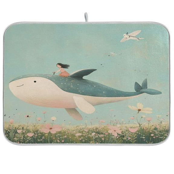 Kitchen Drying Mat 16x18In Drying Dish Mat Dish Drying Mats Kitchen Countertop Multi-Function Drain Drying Mat Kitchen Table Flying Whale