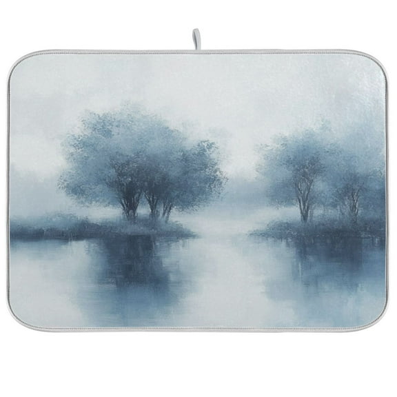 Kitchen Drying Mat 16x18In Drying Dish Mat Dish Drying Mats Kitchen Countertop Multi-Function Drain Drying Mat Kitchen Table Fog Forest