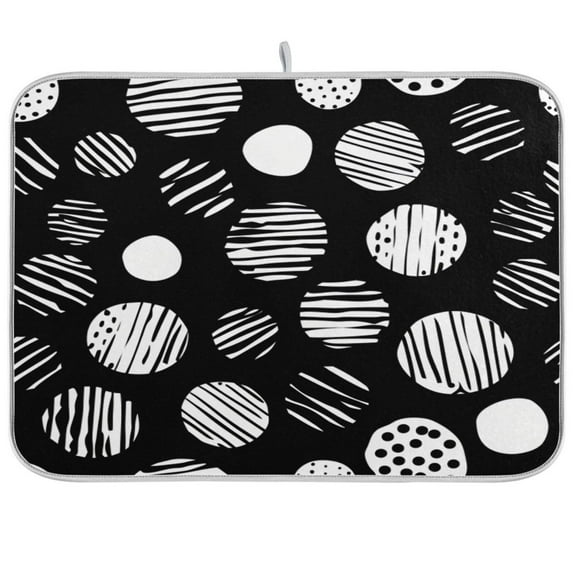 Kitchen Drying Mat 16x18In Drying Dish Mat Dish Drying Mats Kitchen Countertop Multi-Function Drain Drying Mat Kitchen Table Fringe Circle