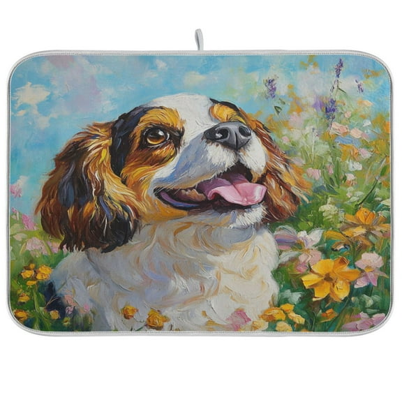 Kitchen Drying Mat 16x18In Drying Dish Mat Dish Drying Mats Kitchen Countertop Multi-Function Drain Drying Mat Kitchen Table Garden Dog