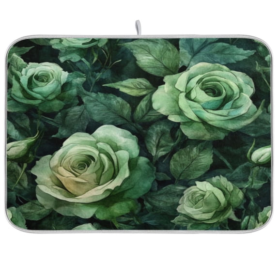 Kitchen Drying Mat 16x18In Drying Dish Mat Dish Drying Mats Kitchen Countertop Multi-Function Drain Drying Mat Kitchen Table Green Rose4