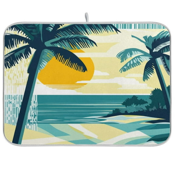 Kitchen Drying Mat 16x18In Drying Dish Mat Dish Drying Mats Kitchen Countertop Multi-Function Drain Drying Mat Kitchen Table Green Sea