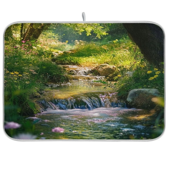 Kitchen Drying Mat 16x18In Drying Dish Mat Dish Drying Mats Kitchen Countertop Multi-Function Drain Drying Mat Kitchen Table Green Stream