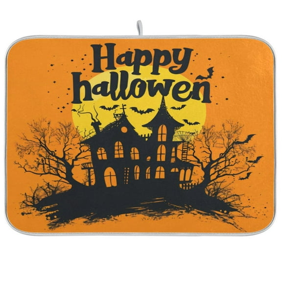 Kitchen Drying Mat 16x18In Drying Dish Mat Dish Drying Mats Kitchen Countertop Multi-Function Drain Drying Mat Kitchen Table Halloween House