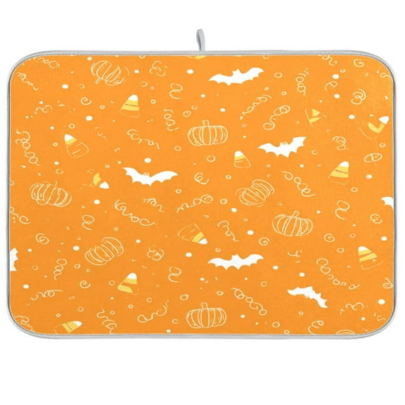 Kitchen Drying Mat 16x18In Drying Dish Mat Dish Drying Mats Kitchen Countertop Multi-Function Drain Drying Mat Kitchen Table Halloween Patterns