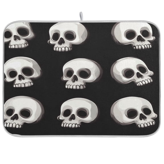 Kitchen Drying Mat 16x18In Drying Dish Mat Dish Drying Mats Kitchen Countertop Multi-Function Drain Drying Mat Kitchen Table Halloween Skeletons1