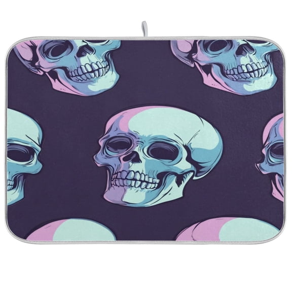 Kitchen Drying Mat 16x18In Drying Dish Mat Dish Drying Mats Kitchen Countertop Multi-Function Drain Drying Mat Kitchen Table Halloween Skeletons4