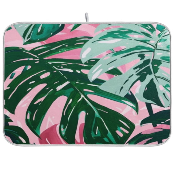 Kitchen Drying Mat 16x18In Drying Dish Mat Dish Drying Mats Kitchen Countertop Multi-Function Drain Drying Mat Kitchen Table Hawaiian Leaf1