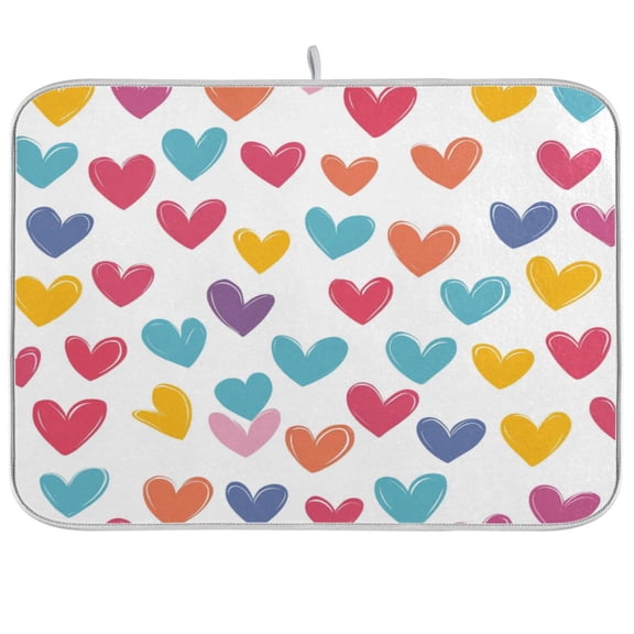 Kitchen Drying Mat 16x18In Drying Dish Mat Dish Drying Mats Kitchen Countertop Multi-Function Drain Drying Mat Kitchen Table Heart Pattern