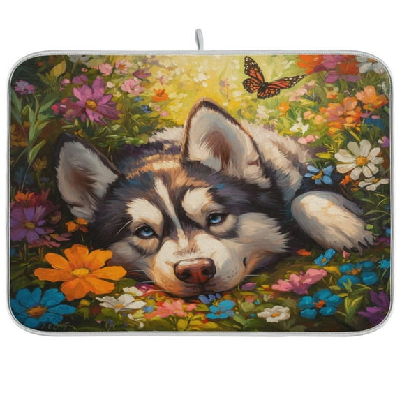Kitchen Drying Mat 16x18In Drying Dish Mat Dish Drying Mats Kitchen Countertop Multi-Function Drain Drying Mat Kitchen Table Husky Butterfly