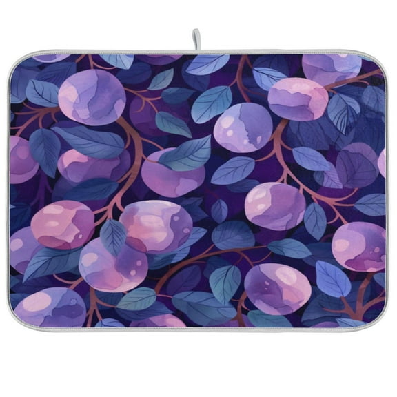 Kitchen Drying Mat 16x18In Drying Dish Mat Dish Drying Mats Kitchen Countertop Multi-Function Drain Drying Mat Kitchen Table Large Purple Plum