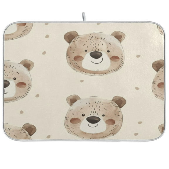Kitchen Drying Mat 16x18In Drying Dish Mat Dish Drying Mats Kitchen Countertop Multi-Function Drain Drying Mat Kitchen Table Light Brown Bear
