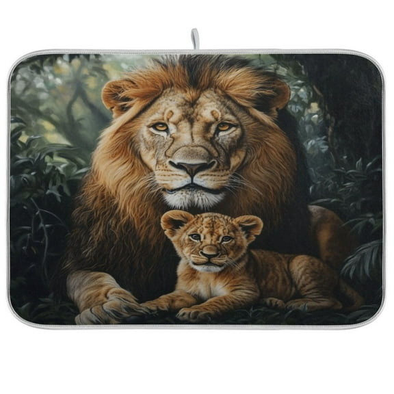 Kitchen Drying Mat 16x18In Drying Dish Mat Dish Drying Mats Kitchen Countertop Multi-Function Drain Drying Mat Kitchen Table Lions