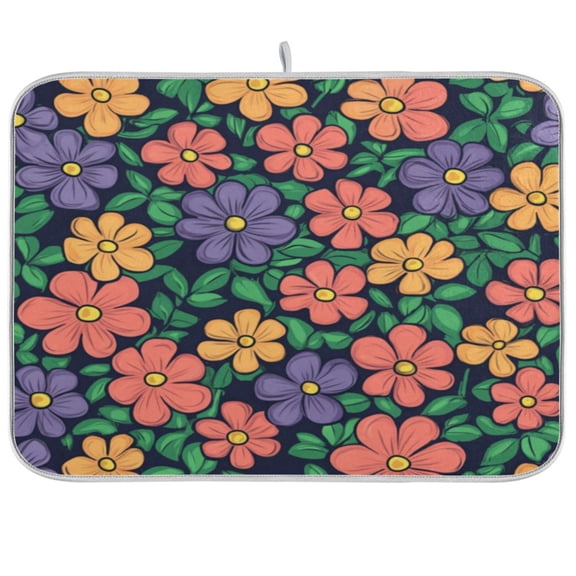 Kitchen Drying Mat 16x18In Drying Dish Mat Dish Drying Mats Kitchen Countertop Multi-Function Drain Drying Mat Kitchen Table Lovely Flower2