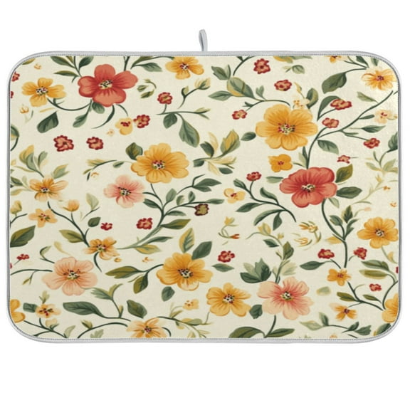 Kitchen Drying Mat 16x18In Drying Dish Mat Dish Drying Mats Kitchen Countertop Multi-Function Drain Drying Mat Kitchen Table Lovely Flower3