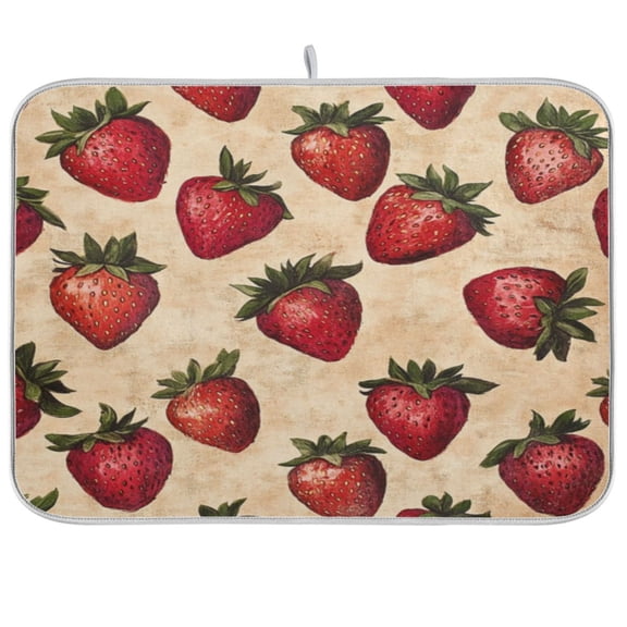 Kitchen Drying Mat 16x18In Drying Dish Mat Dish Drying Mats Kitchen Countertop Multi-Function Drain Drying Mat Kitchen Table Lovely Strawberries