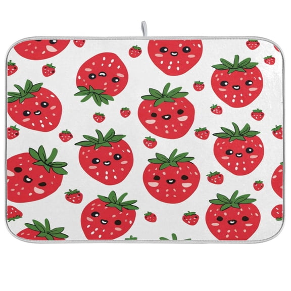 Kitchen Drying Mat 16x18In Drying Dish Mat Dish Drying Mats Kitchen Countertop Multi-Function Drain Drying Mat Kitchen Table Lovely Strawberry