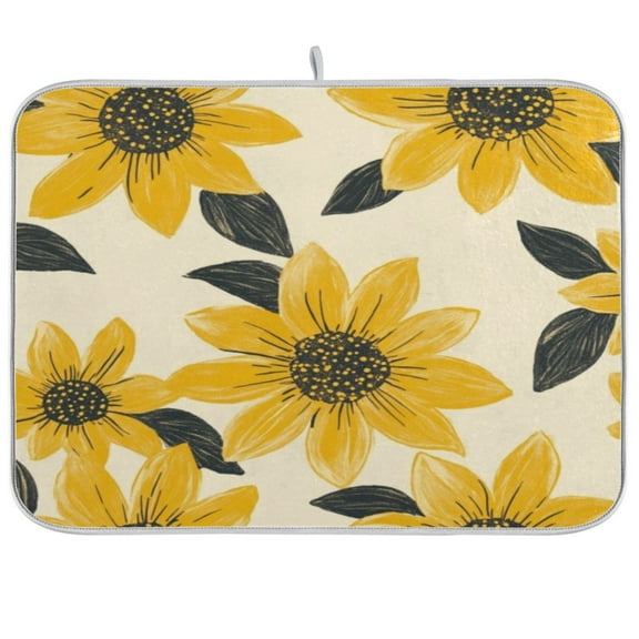 Kitchen Drying Mat 16x18In Drying Dish Mat Dish Drying Mats Kitchen Countertop Multi-Function Drain Drying Mat Kitchen Table Lovely Yellow Chrysanthemums