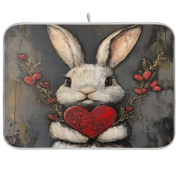Kitchen Drying Mat 16x18In Drying Dish Mat Dish Drying Mats Kitchen Countertop Multi-Function Drain Drying Mat Kitchen Table Loving Rabbit