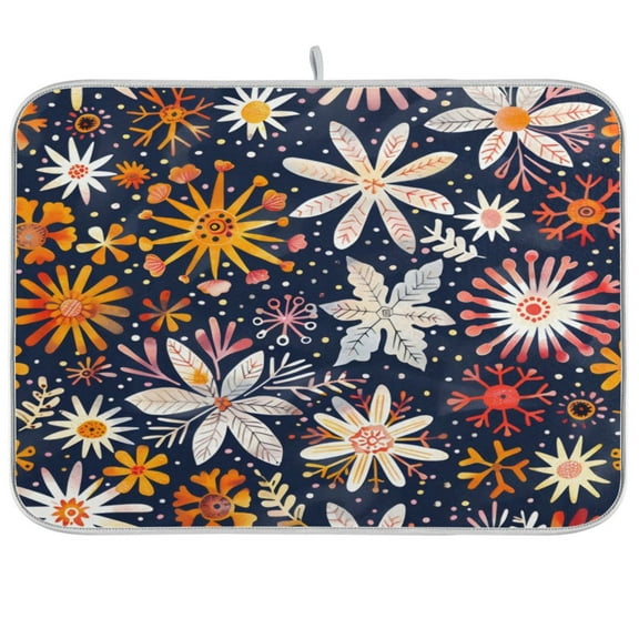 Kitchen Drying Mat 16x18In Drying Dish Mat Dish Drying Mats Kitchen Countertop Multi-Function Drain Drying Mat Kitchen Table Magic Flower