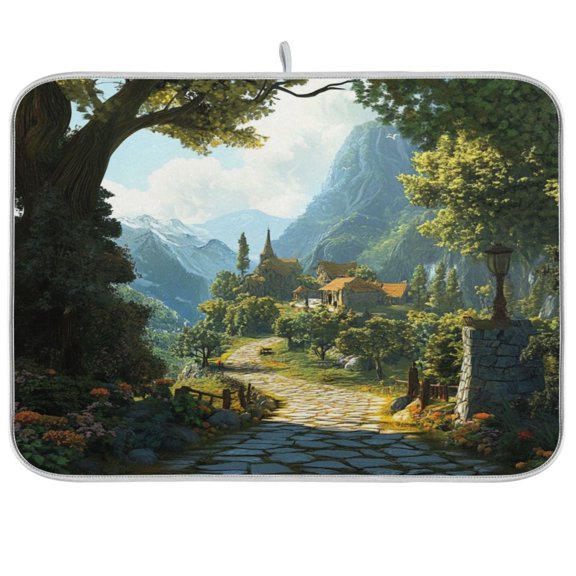 Kitchen Drying Mat 16x18In Drying Dish Mat Dish Drying Mats Kitchen Countertop Multi-Function Drain Drying Mat Kitchen Table Mountain Hut