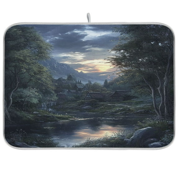 Kitchen Drying Mat 16x18In Drying Dish Mat Dish Drying Mats Kitchen Countertop Multi-Function Drain Drying Mat Kitchen Table Mountain Village