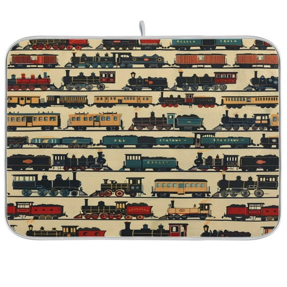 Kitchen Drying Mat 16x18In Drying Dish Mat Dish Drying Mats Kitchen Countertop Multi-Function Drain Drying Mat Kitchen Table Multicolor Train