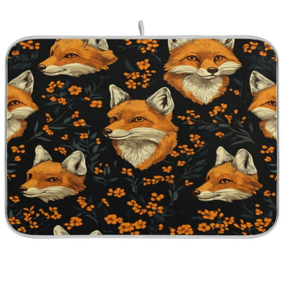 Kitchen Drying Mat 16x18In Drying Dish Mat Dish Drying Mats Kitchen Countertop Multi-Function Drain Drying Mat Kitchen Table Orange Fox