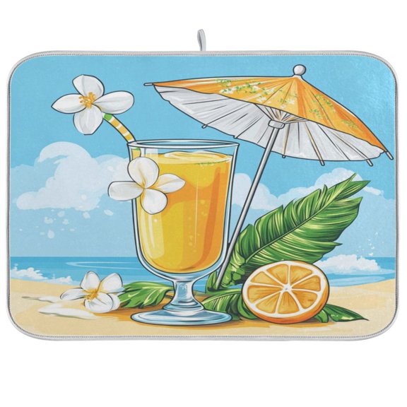 Kitchen Drying Mat 16x18In Drying Dish Mat Dish Drying Mats Kitchen Countertop Multi-Function Drain Drying Mat Kitchen Table Orange Juice