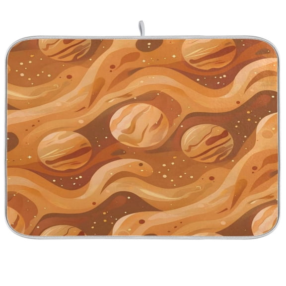 Kitchen Drying Mat 16x18In Drying Dish Mat Dish Drying Mats Kitchen Countertop Multi-Function Drain Drying Mat Kitchen Table Orange Planet